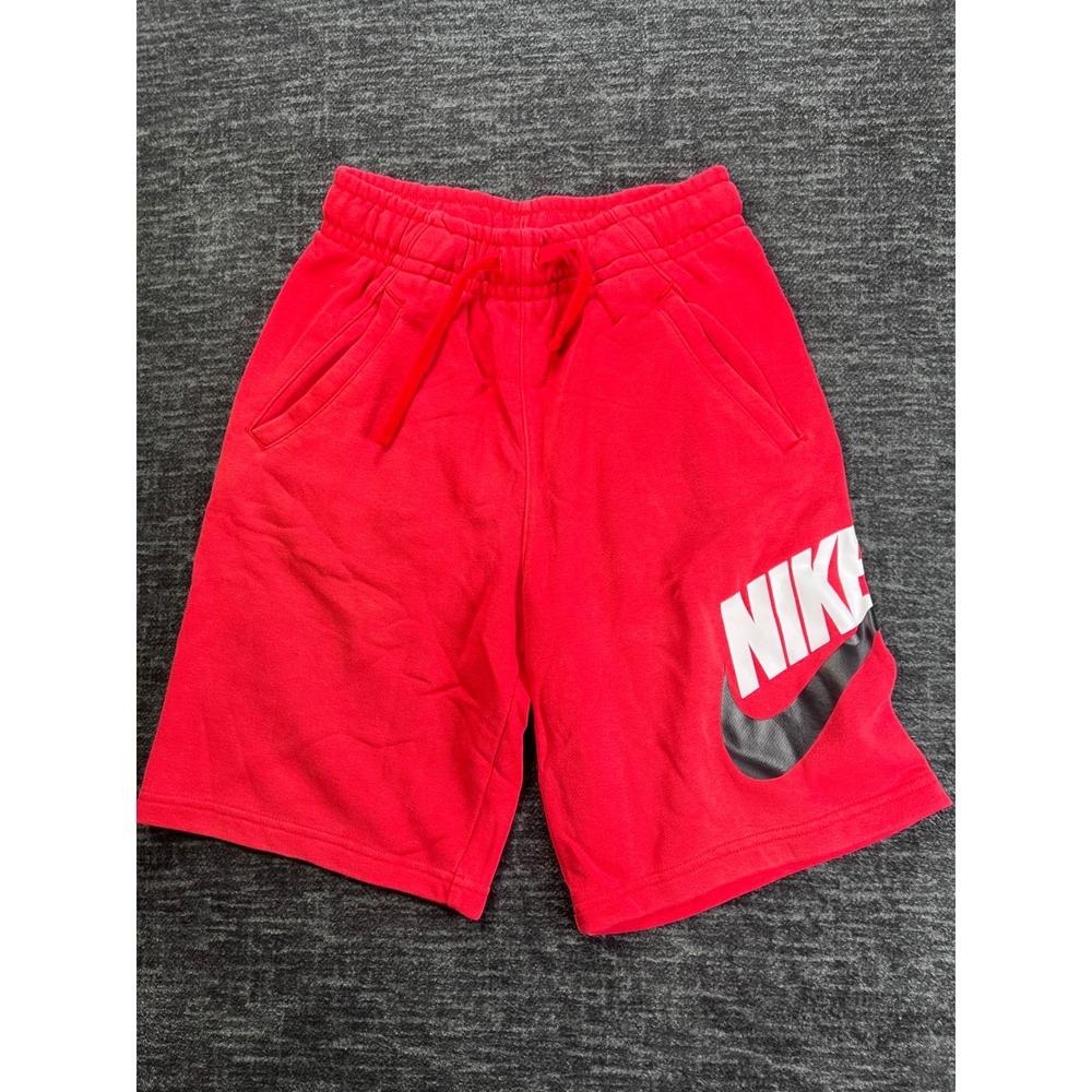 Nike Sportswear Short Boy Large Red Fleece Graphic Logo Drawstring Elastic Waist